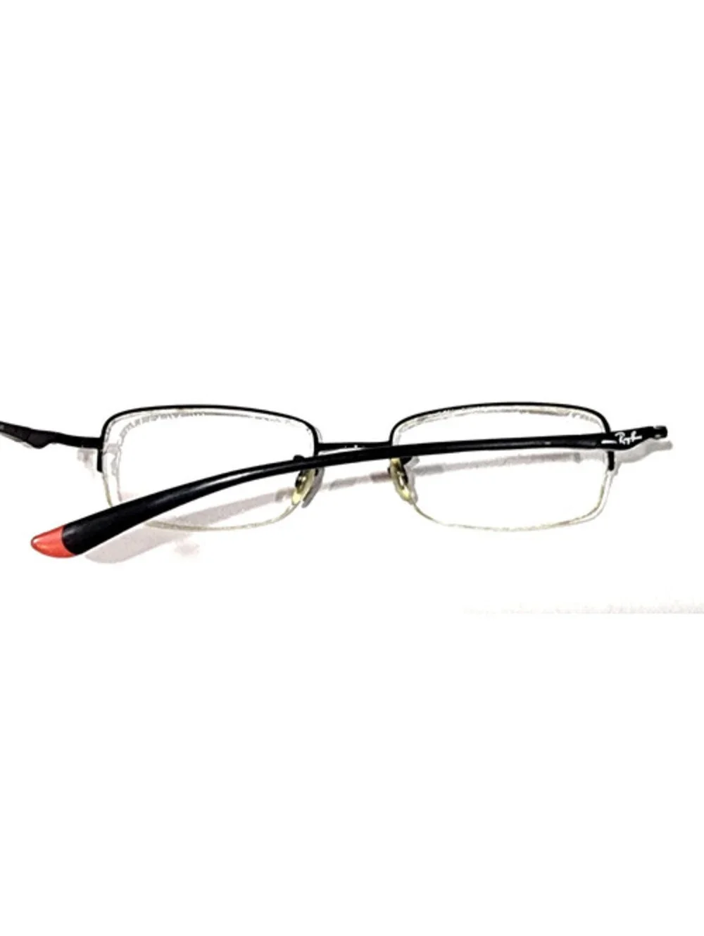 Ray Ban RB7512 1012 Black Metal Red Rectangle Eyeglasses 49-19 140